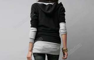 Korea Womens Long Sleeve Cotton tops dress Hoodie coat  