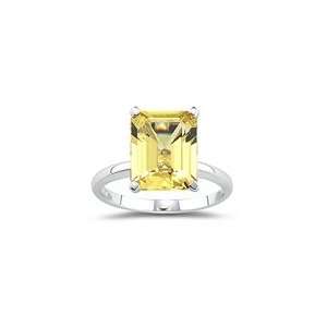  6.09 Cts Yellow Beryl Solitaire Ring in 14K White Gold 6.5 