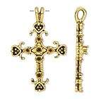 Ant Gold Cross 35x27mm Focal Pendant Drop with Chaton S