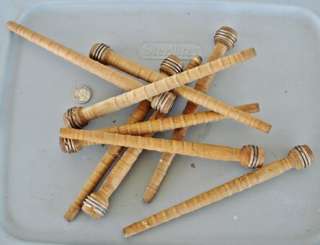 Dozen Vintage Wooden Thread Spindles Bobbins Spools  