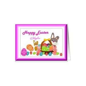  Happy Easter ~ Add Your Name / Bunnies with a Basket Of Eggs 