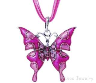6x charming alloy&enamel butterfly 51*53mm Necklace Free  