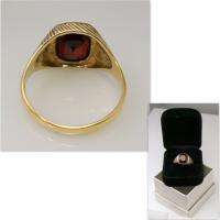 MENS RING ANTIQUE VINTAGE COLLECTIBLE DECO ESTATE RUBY 9K YELLOW GOLD 