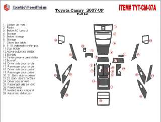 Toyota Camry 07 09 Interior Dashboard Dash Wood Trim Kit Parts FREE 