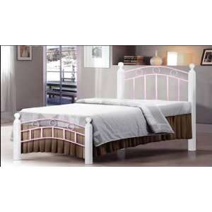  Pink Twin Metal and Wood Bed with Frame