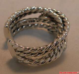   Sterling Silver Diamonds Ladies X Cable Crossover Ring Pouch NORES