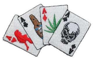  Poker hand Aces Skull Pot Leaf Beer Lady Embroidered iron 