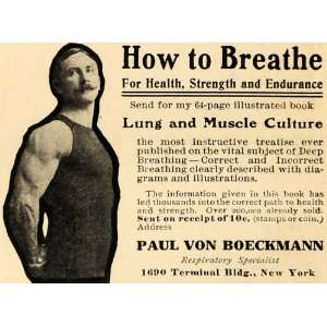  1909 Ad How to Breathe Lung Muscle Paul Von Boeckmann 