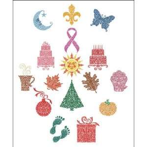  Machine Embroidery Designs Set   Frilly Symbols   CD