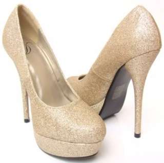Gold Glitter Platform Pump Stiletto High Heels Sandals  