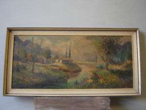 Nice old oil on canvas landscape painting # as/2128  