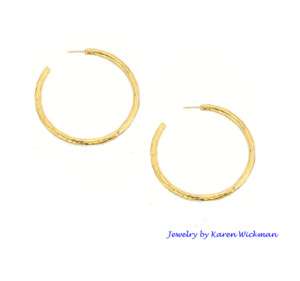 inch Luxury Hammered Gold Hoop Earrings SOLID 22k GOLD or 24k  