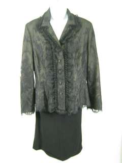 NWT BADGLEY MISCHKA Black Lace Skirt Suit Sz 14 $4400  