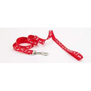  Reflective Dog Lead 4 Ft. Red w/ Bones with a Width of 5/8 