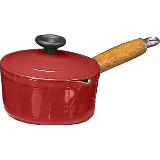 Chasseur 7 7/8 Inch Enamel Cast Iron Sauce Pan With Wooden Handle, Red