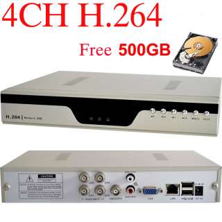 4CH H.264 DVR SONY CCD CCTV CAMERA SYSTEM Free 500GBHDD  