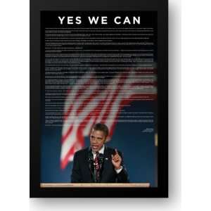  Yes We Can Barack Obama Acceptance Speech 28x40 Framed 