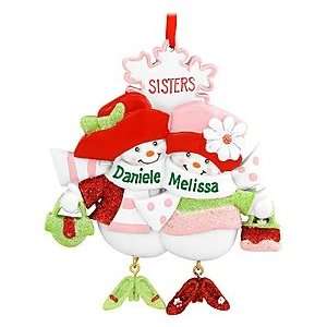  Personalized Two Snowmen Sisters Ornament