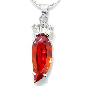   Silver Simulated Fire Opal Pendant with 18 Necklace P6193 Jewelry
