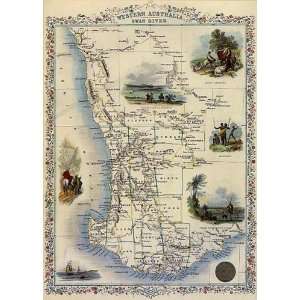 1800S WESTERN AUSTRALIA SWAN RIVER ABORIGINES MOUNT ELIZA MAP VINTAGE 