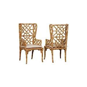  Bamboo Wingback Chairs   Brown