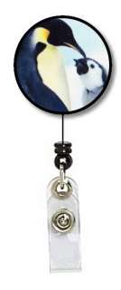 PENGUIN PENGUINS CLIP ON RETRACTABLE ID BADGE HOLDER  