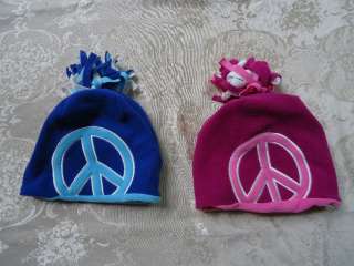 Childrens Place WINTER HAT Peace Sign SIZE Blue 7/8 Pink 10/14 NWT 