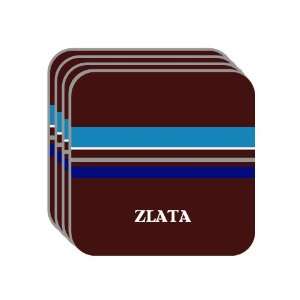 Personal Name Gift   ZLATA Set of 4 Mini Mousepad Coasters (blue 