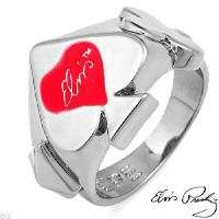 AUTHENTIC MENS  ELVIS  HEART RING WTIH STORAGE TIN  