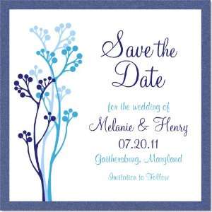  Budding Blue Layered Save The Date Cards