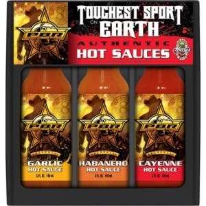 Professional Bull Riders Hot Sauce Gift Set, 3 5 oz (Garlic, Habanero 