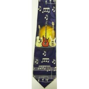  Acoustic Bass and Electric Guitar Neck Tie and Musical 