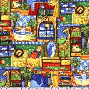  45 Wide Jungle Jive Collage Multi Fabric By The Yard 
