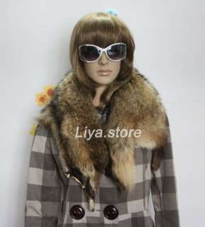   real genuine nature color racoon fur collar scarf wrap shawl  