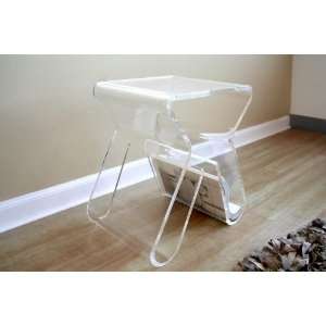  Acrylic Transparent End Table with Magazine Rack 