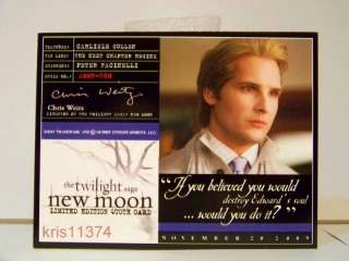 Twilight CARLISLE Cullen card lot with NECA Autograph set Peter 