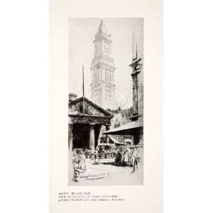  1919 Print Boston Old New Gallagher  Quincy Market 