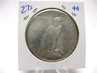 KEY 1927 S PEACE DOLLAR VERY NICE AU+++++ ESTATE COINS b444  
