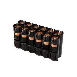    12 Pack Battery Caddy, Black   Holds 12 AA Batteries Electronics