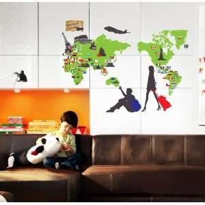  World Map Peel & Stick Wall Mural Deco STICKER ECO 034 