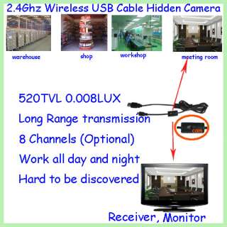Wireless SPY USB cable hidden camera with 3.5 Monitor  
