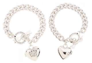NIB JUICY COUTURE Bow Toggle Heart Locket Charm Bracelet Come w/ Gift 