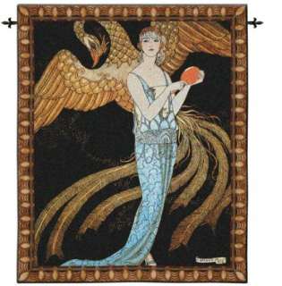 Art Deco Prophetess & Bewitching Bird Tapestry European  