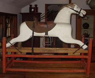 Vintage Wood Rocking Horse Hand Made France Large Toy  