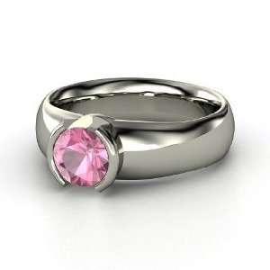  Adira Ring, Round Pink Tourmaline Platinum Ring Jewelry