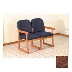  Double Sled Base Chair W/ End Arms   Medium Oak/Rose Water 