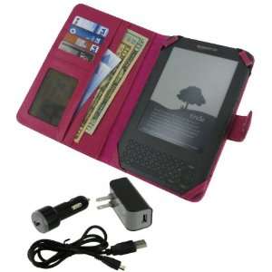  rooCase 4n1 Folio (Hot Pink) Leather Case with USB Data 