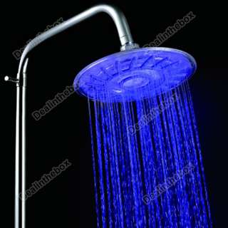 New LED Light Round Rain Shower Head Bathroom Bath Glow Three Colors 