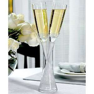  Engraved Champagne Flutes in Crystal Vase Health 