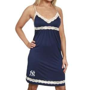   Ladies Navy Blue Super Soft Lace Trim Nightgown
